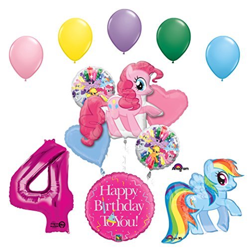 My Little Pony Pinkie Pie and Rainbow Dash 4th Birthday Party Supplies and Balloon Decorations