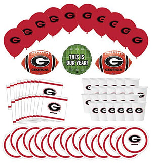 Mayflower Products Georgia Bulldogs Football Tailgating Party Supplies for 20 Guest and Balloon Bouquet Decorations