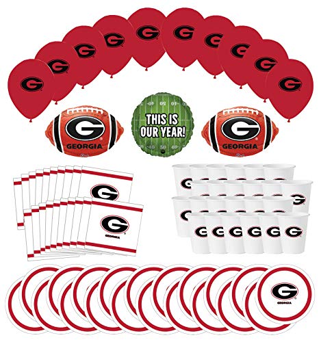 Mayflower Products Georgia Bulldogs Football Tailgating Party Supplies for 20 Guest and Balloon Bouquet Decorations