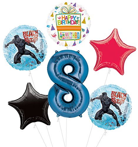 Black Panther 8th Birthday Party Supplies Balloon Bouquet Decorations