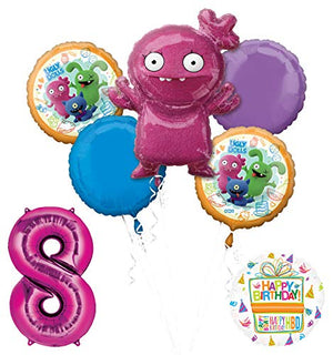 Mayflower Products Ugly Dolls 8th Birthday Party Supplies 34" Pink Number 8 Balloon Bouquet Decorations