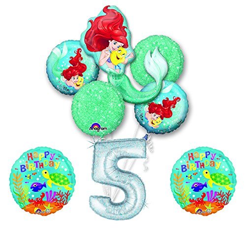 NEW! Ariel Little Mermaid Disney Princess Undersea 5th BIRTHDAY PARTY Balloon decorations supplies