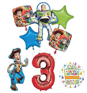 Mayflower Products Toy Story Party Supplies Woody, Buzz Lightyear and Friends 3rd Birthday Balloon Bouquet Decorations