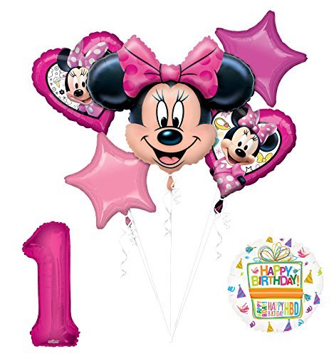 NEW Minnie Mouse 1st First Birthday Party Supplies Balloon Bouquet Decorations