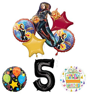 Mayflower Products Captain Marvel 5th Birthday Party Supplies Jubilee Balloon Bouquet Decorations
