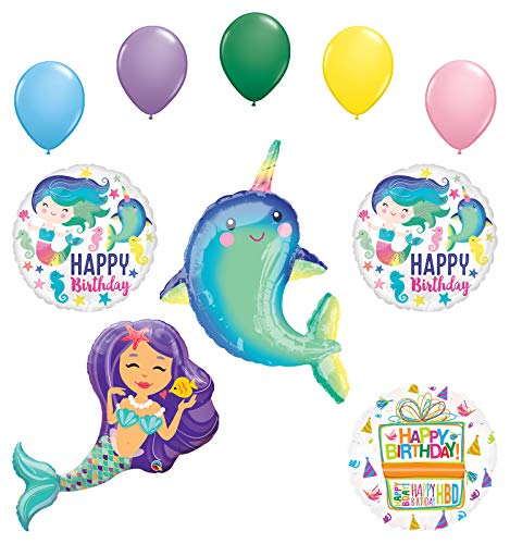 Mayflower Products Narwhal Party Supplies Enchanted Mermaid Birthday Balloon Bouquet Decorations