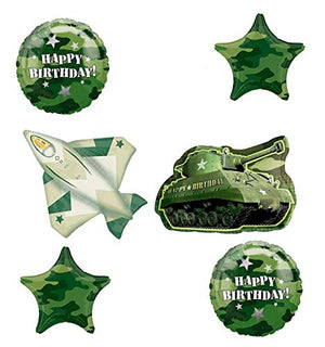 Army Tank and Jet Fighter Camouflage Party Supplies Birthday Balloon Bouquet