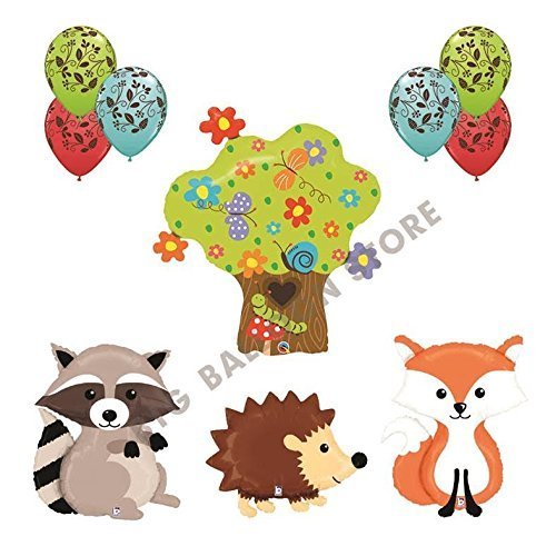 THE ULTIMATE 10pc Woodland Creatures Baby Shower / Birthday Balloon Decoration