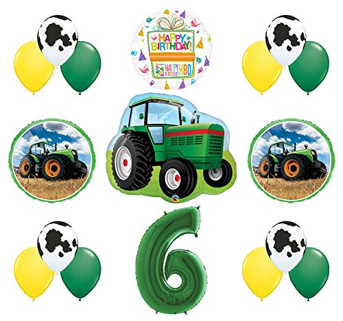 Mayflower Products 6th Birthday Farm Tractor Balloon Bouquet Decorations and Party Supplies