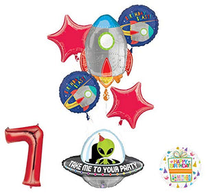 Mayflower Products Blast Off Space Alien 7th Birthday Party Supplies Balloon Bouquet Decoration