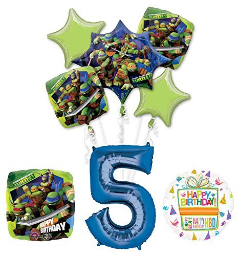 Teenage Mutant Ninja Turtles 5th Birthday Party Supplies and TMNT Balloon Bouquet Decorations