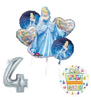 Cinderella 4th birthday party supplies and princess balloon decorations