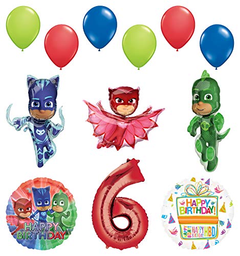 Mayflower Products PJ Masks 6th Birthday Party Supplies Catboy, Owlette and Gekko Balloon Decorations