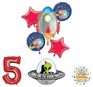 Mayflower Products Blast Off Space Alien 5th Birthday Party Supplies Balloon Bouquet Decoration