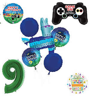 Mayflower Products Battle Royal 9th Birthday Party Supplies Balloons Bouquet Decorations - Green Number 9