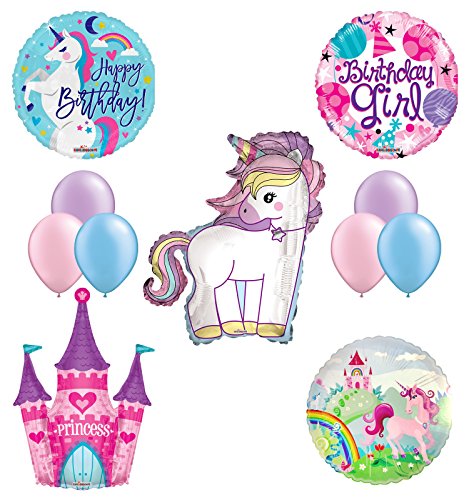 Unicorn Birthday Girl Party Supplies and Princess Castle Balloon Decorations