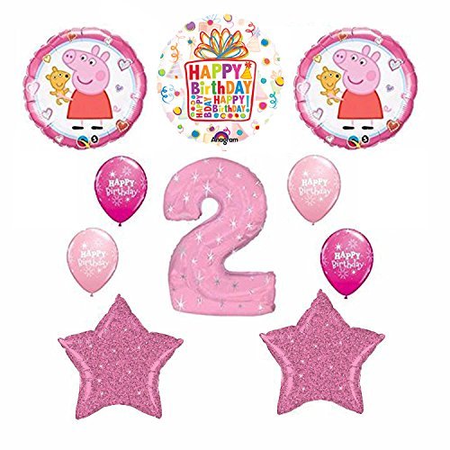 Peppa Pig Pink 2nd Happy Birthday Balloon supplies decorations