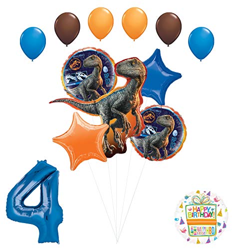 Jurassic World 4th Birthday Party Supplies Raptor Balloon Bouquet Decorations