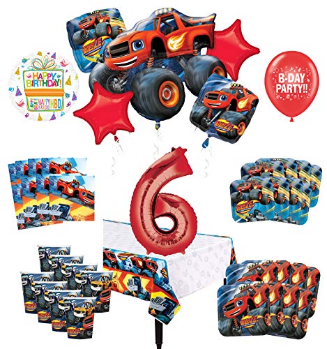 Mayflower Products Blaze and The Monster Machines 6th Birthday Party Supplies 8 Guest Decoration Kit and Balloon Bouquet
