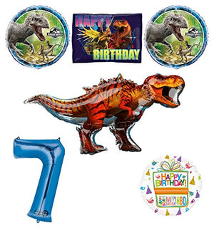 Jurassic World Dinosaur 7th Birthday Party Supplies and Balloon Decorations