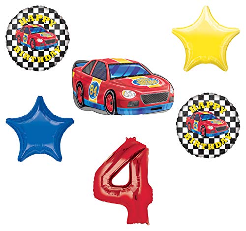 Race Car Theme 4th Birthday Party Supplies Stock Car Balloon Bouquet Decorations