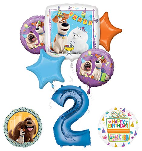 Mayflower Products Secret Life of Pets Party Supplies 2nd Birthday Balloon Bouquet Decorations - Blue Number 2