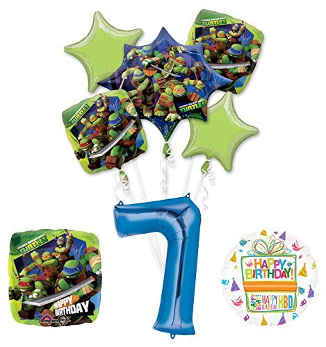 Teenage Mutant Ninja Turtles 7th Birthday Party Supplies and TMNT Balloon Bouquet Decorations