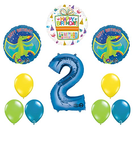Dragon 2nd Birthday Party Supplies and Balloon Decoration Bouquet