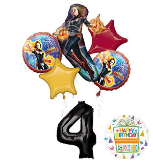 Mayflower Products Captain Marvel Party Supplies 4th Birthday Balloon Bouquet Decorations