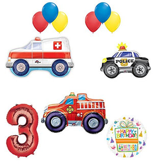 Team Rescue 3rd Birthday Party Supplies and First Responders Balloon Bouquet decorations