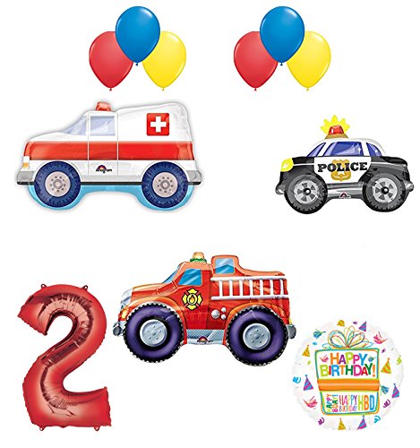 Team Rescue 2nd Birthday Party Supplies and First Responders Balloon Bouquet decorations