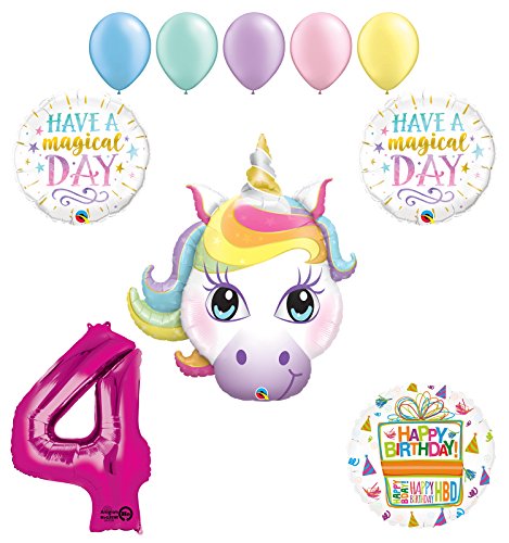 Magical Unicorn 4th Birthday Party Supplies and Balloon Decorations