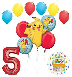Pokemon 5th Birthday Party Supplies and Balloon Bouquet Decorations