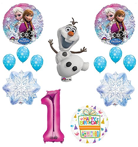 Frozen 1st Birthday Party Supplies Olaf, Elsa and Anna Balloon Bouquet Decorations Pink #1