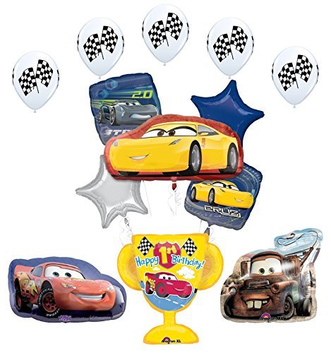 Disney Car Trophy 1st Birthday Party Supplies and Balloon Decorations