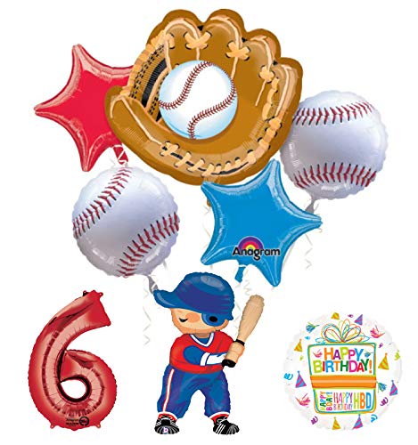 Baseball Player 6th Birthday Party Supplies Balloon Bouquet Decorations