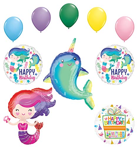 Mayflower Products Narwhal Party Supplie Lovely Mermaid Birthday Balloon Bouquet Decorations
