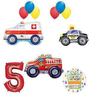 Team Rescue 5th Birthday Party Supplies and First Responders Balloon Bouquet decorations