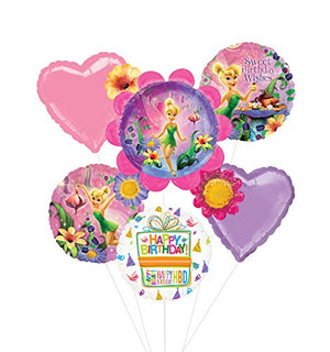 Tinkerbell Birthday Party Supplies and Flower Cluster Balloon Bouquet Decorations
