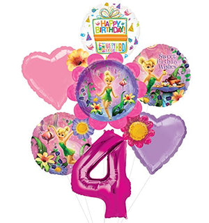 Tinkerbell 4th Birthday Party Supplies Flower Cluster Balloon Bouquet Decorations