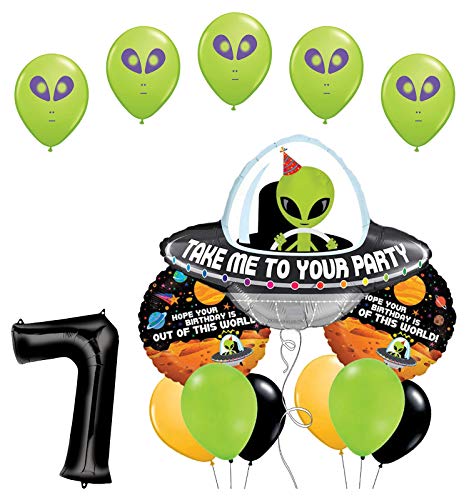 Space Alien 7th Birthday Party Supplies Balloon Bouquet Decorations