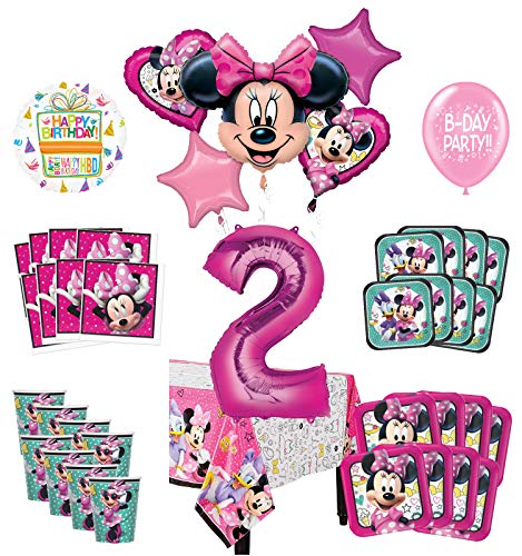 Mayflower Products Minnie Mouse and Friends 2nd Birthday Party Supplies 8 Guest Decoration Kit and Balloon Bouquet