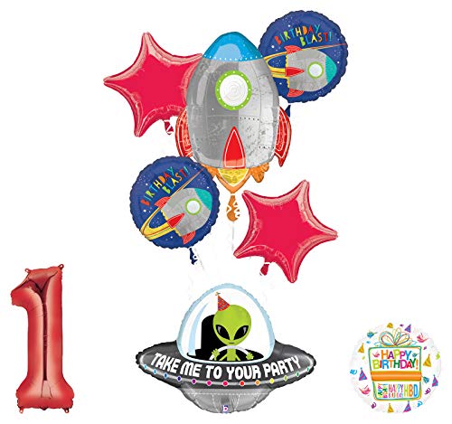 Mayflower Products Blast Off Space Alien 1st Birthday Party Supplies Balloon Bouquet Decoration