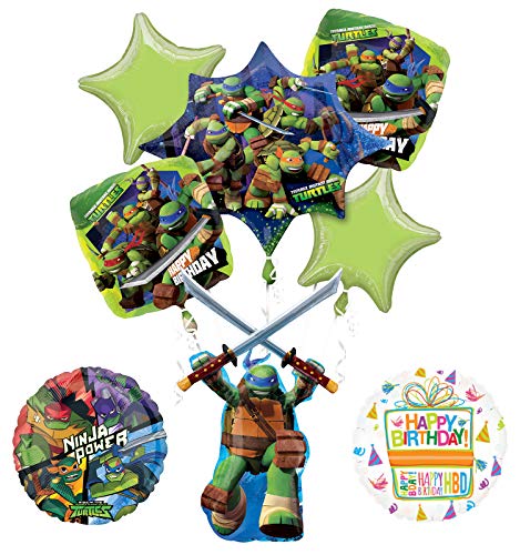 Mayflower Products Teenage Mutant Ninja Turtles Birthday Party Supplies TMNT Leonardo Balloon Bouquet Decorations