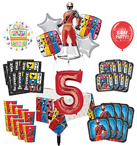 Mayflower Products Power Rangers 5th Birthday Party Supplies 8 Guest Decoration Kit and Balloon Bouquet