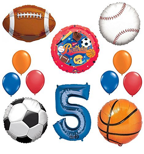 The Ultimate Sports Theme 5th Birthday Party Supplies and Balloon Decorating Kit