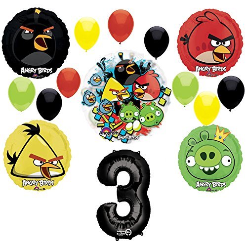Angry Birds 3rd Birthday Party Supplies and Group See-Thru Balloon Decorations