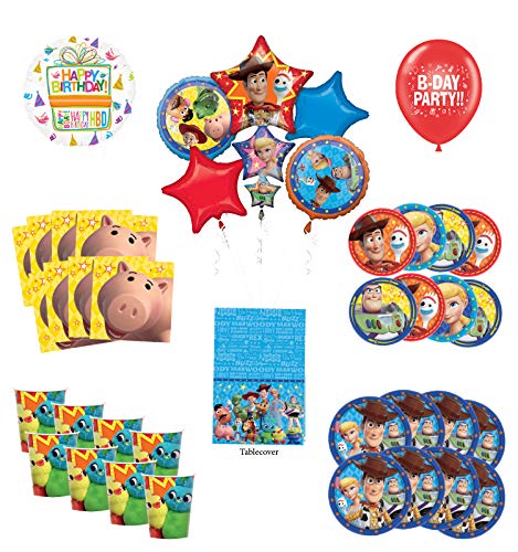 Toy Story Birthday Party Supplies 8 Guest Decoration Kit with Woody, Buzz Lightyear and Friends Balloon Bouquet