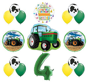 Mayflower Products 4th Birthday Farm Tractor Balloon Bouquet Decorations and Party Supplies