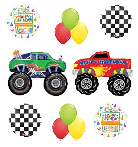 Monster Truck Birthday Party Supplies and Balloon Bouquet Decorations